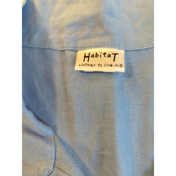 Habitat Clothes To Live In Shirt M 100% Linen Blue Button Up Relaxed Polished - Picture 3 of 8